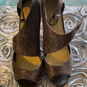 Brown and black heels